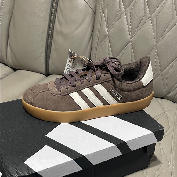 adidas VL Court 3.0 Men's Sneakers in Brown and White - Picture 3 of 12